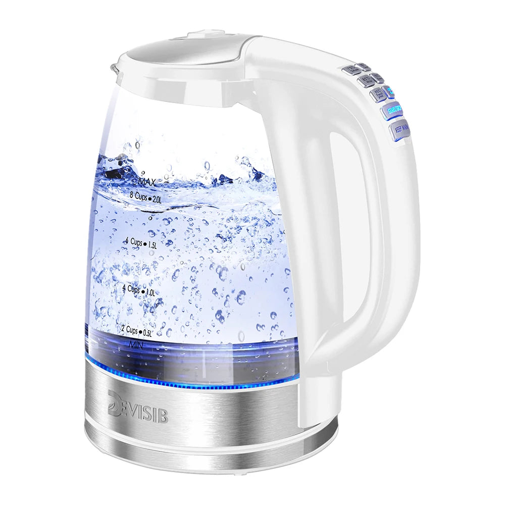 DEVISIB Electric Kettle Temperature Control 4Hours Keep Warm 2L Glass Tea Coffee Hot Water Boiler Food Grade 304 Stainless Steel