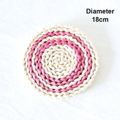 1Pcs round Natural Corn Wool Woven Placemat Heat-Resistant Thickened Insulation Casserole Tea Mat Kitchen Supplies