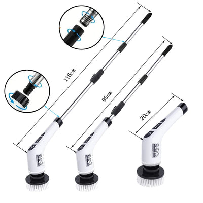 1set, Electric Cleaning Brush, Electric Rotary Floor Scrubber, Wireless Electric Rotary Scrubber, Replaceable 7 Brush Heads And