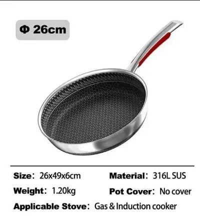 Nonstick Frying Pan 316L Medical Antibacterial Stainless Steel Pan 28/30/32cm Kitchen Nonstick Cooking Pan