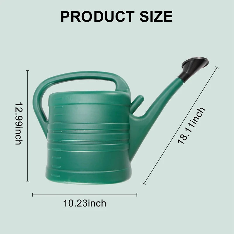 Watering Can With Green 10 Litre 2 Gallons Garden Flower Water Bottle Watering Kettle With Handle Long Mouth