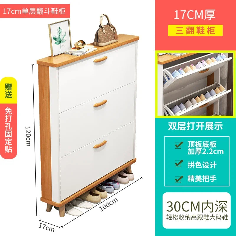 Ultra-Thin Shoe Cabinet Home Doorway Home Tilting Entrance Cabinet Shoe Rack