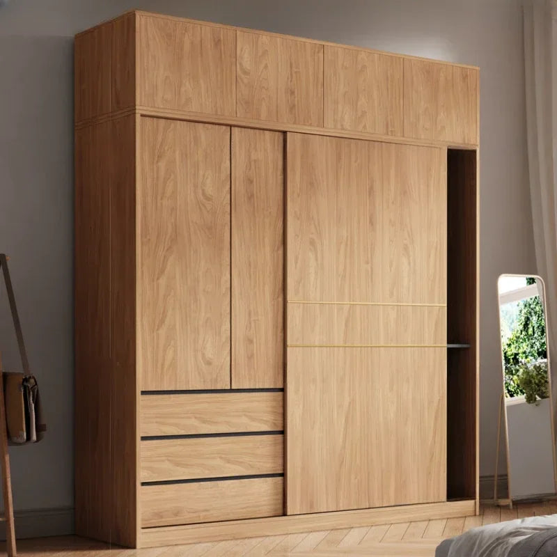 Multifunction Wood Wardrobe Clothes Children Girls Sliding Doors Hotel Wardrobe Bedroom Closets Szafa Na Ubrania Home Furniture