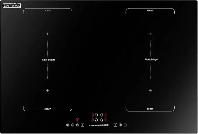 Empava 30 Inch Induction Hob Electric Cooktop, Flat Glass Top Stove with 4 Burners Bridge Function, Timer, Pause