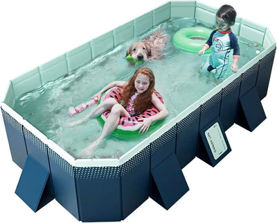 Foldable Non-Inflatable Kids' and Adults' Outdoor Swimming Pool - Hard Plastic Shell, Kid Pool for Backyard Dog Pools