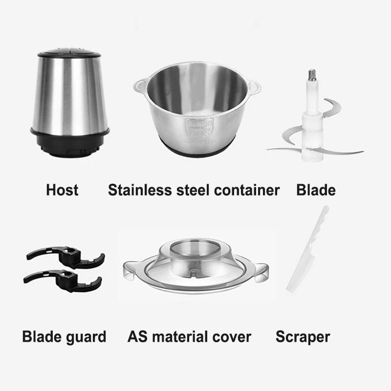 2L 3L 5L Household Stainless Steel Meat Grinder 500W High Power Blender Multifunctional Food Processor Food Chopper Electric