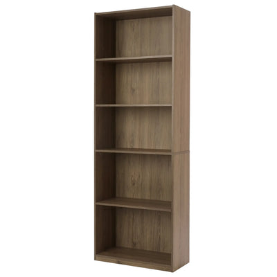 5-Shelf Bookcase with Adjustable Shelves, Canyon Walnut/Rustic Oak