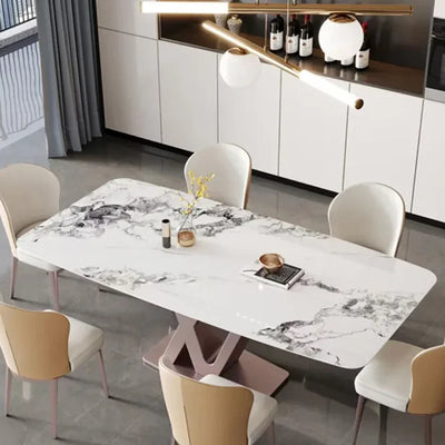 Creative Fashionable Dining Table Rectangle Rock Slab Tabletop Frame Purple Marble Dining Table Lounge Muebles Hotel Furniture