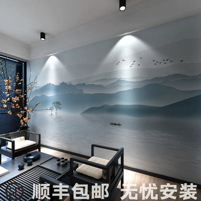 Customized products New Chinese 3D ink painting landscape painting living room TV background mural modern decorative wallpaper