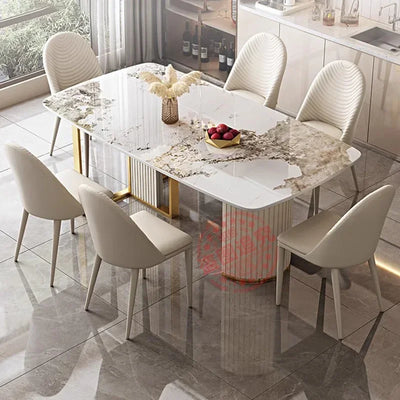 Marble Nordic Dining Table White Luxury Rectangle Space Savers Dining Table Modern Home Mesa De Comedor Kitchen Furniture