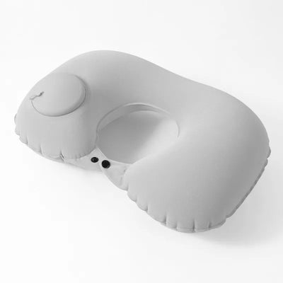 Green Foldable U-Shape Travel Pillow Automatic Air Inflatable Airplane Pillows Ring Pillow Press Type Bed Pillows Neck Cushion