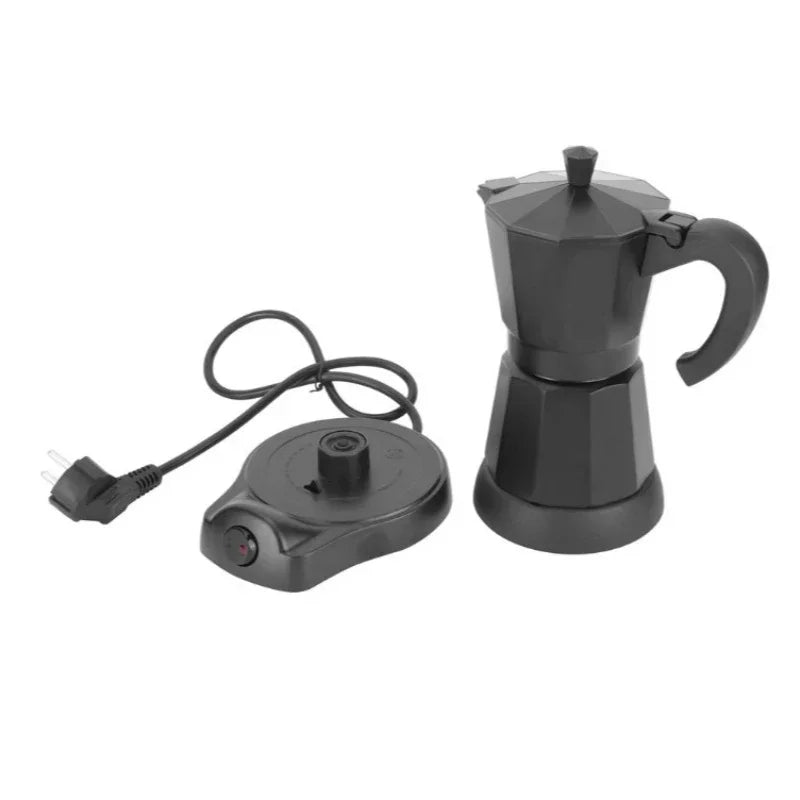 110V/220V Aluminum Electric Mocha Pot 6 Cups Itali Coffee Maker Household Fast and Convenient Electric Coffee Pot Barista Tools