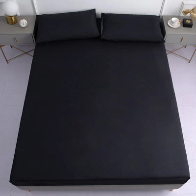 Black Waterproof Fitted Bed Sheet Skin-Friendly Breathable постельное белье All-inclusive Mattress Cover Queen/King Bed Linen