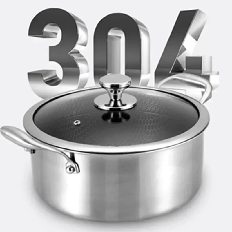 Home Kitchen 304 Stainless Steel Stock Pots Saucepan Honeycomb Carved Nonstick Toxin Free Gather Energy Insulation Cookware