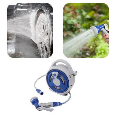 Garden Hose Reel Handheld Sunproof Hose Reel with 15m Water Pipe Nozzle for Home Yard Watering