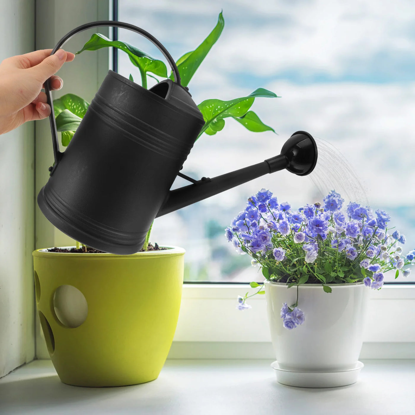 Large Flower Watering Kettle Bucket Black Plants Indoor Home Can Garden Sprinkler Vegetable Pot