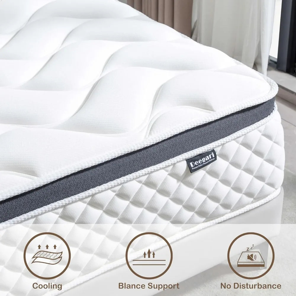 Full Mattress,10 Inch Full Size Mattress in A Box,Gel Memory Foam and Innerspring Hybrid Mattress with Individual Pocket Spring