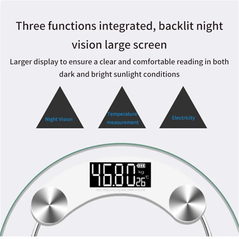 Round Transparent Digital Scale Body Weight Scale Floor Electronic Scales LCD Scales Body Weighing Scale For Bathroom