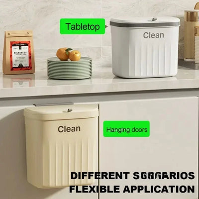 Trash Can with Lid Wall Mounted Kitchen Hanging Garbage Can for Cabinet Door Home Toilet Space Saving Garbage Bin Household Item