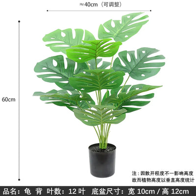 Large Artificial Palm Tree Tropical Fake Plants Green Plastic Palm Leafs Big Monstera Tree Branch For Home Garden Decor