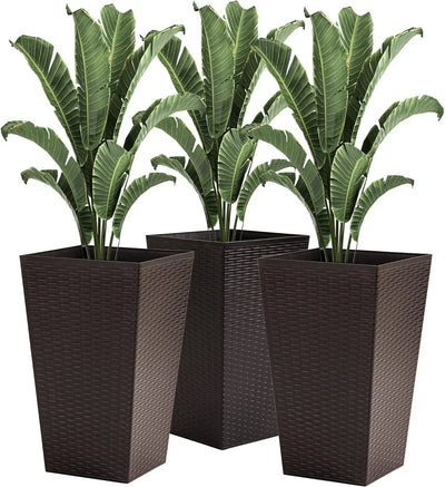 Planters with Drainage Hole Set of 3, Outdoor Flower Pots for Porch, Front Door, Entryway, Patio and Deck