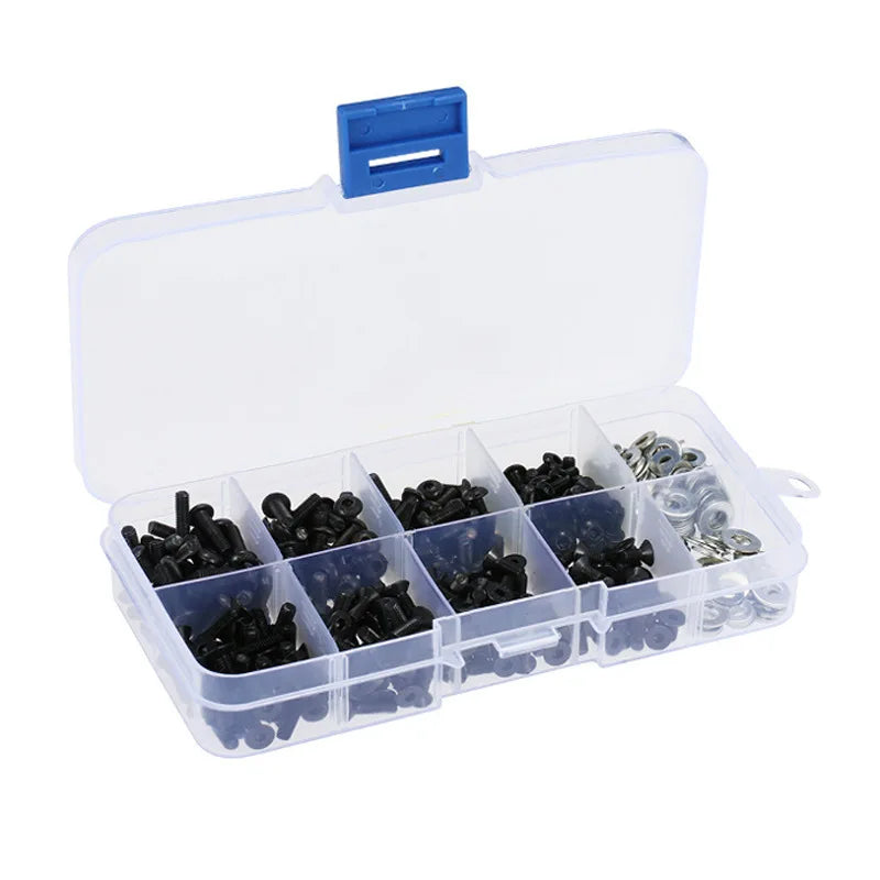 180Pcs M3*6/8/10/12 Carbon Steel Screws Box Set For hsp Parts 1/10 Remote Control RC Car Parts Keycap Set