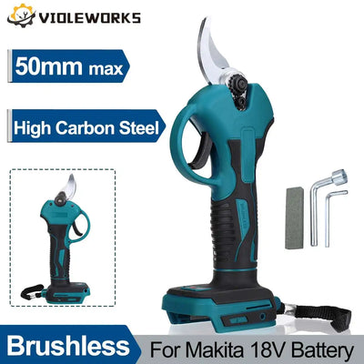 50mm Brushless Cordless Pruning Shear Electric Tree Branch Cutter Fruit Tree Bonsai Pruner Power Tool for Makita 18V Battery