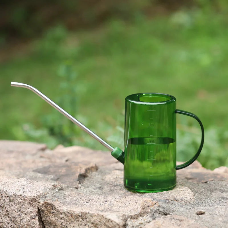 1pc Long Spout Watering Can - Stainless Steel with Transparent Scalefor Precise Watering of FlowersPotted Plants, and Greenery