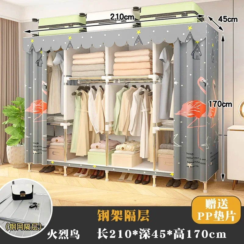 Simple Steel Frame Wardrobe  Easy Assembly, NonWoven Fabric Closet, Durable Storage Solution, Bedroom Organization