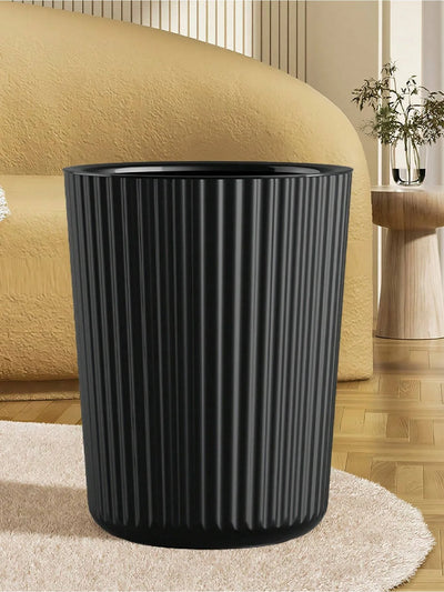 1pc Simple Striped Trash Can, Paper Basket Bin For Bedroom, Living Room, Bathroom, Waste Management Container