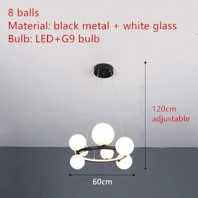 Home Indoor LED Glass Chandeliers G9 Pendand Hanging Lighting Fixture Living Room Restaurant Pendant Lamps Black Gold Suspension