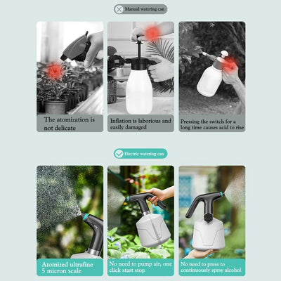 2L Electric Sprayer Plant Spray Bottle Automatic Watering Fogger USB Sanitizing Sprayer Hand Watering Machine Plants Garden Tool