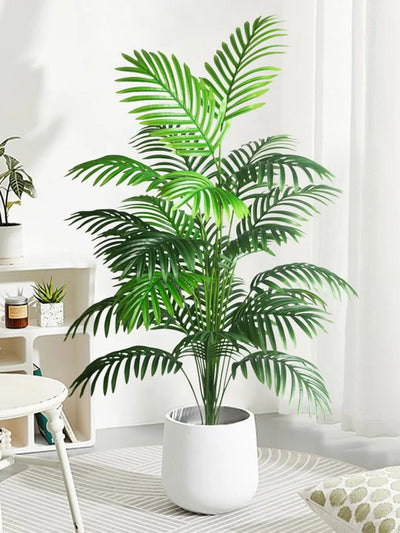 60-120cm Large Artificial Palm Tree Tropical Fake Plants Green Plastic Palm Leafs Big Monstera Tree Branch for Home Garden Decor