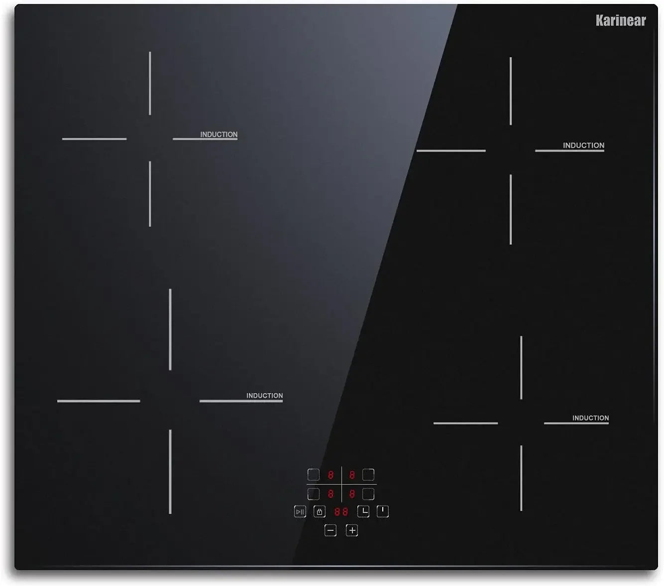 24 Inch Induction Cooktop 4 Burner Electric Cooktop, Drop-in Induction Burner with Timer and Child Lock, Pause Function