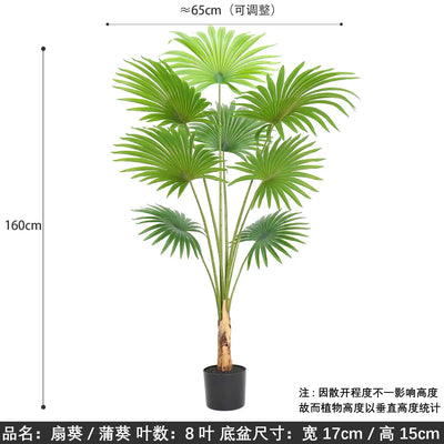 Large Artificial Palm Tree Tropical Fake Plants Green Plastic Palm Leafs Big Monstera Tree Branch For Home Garden Decor