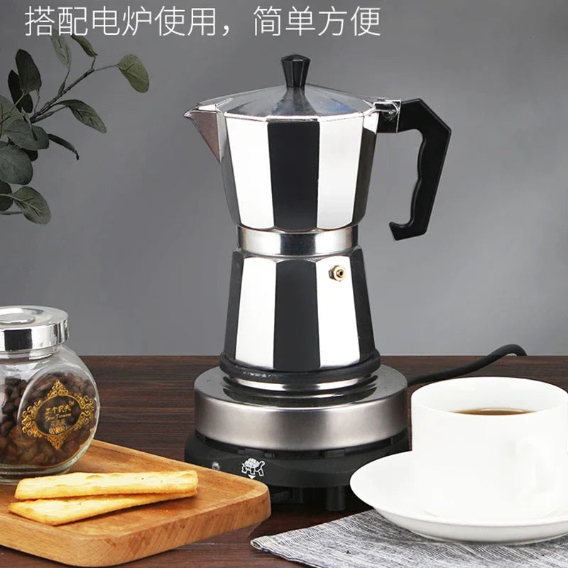 150 300 600 Aluminum Moka Pot with Electric Burner Stove Top Coffee Maker Espresso Percolator Mocha Kettle Heater Home Household