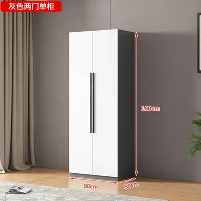 Wooden Wardrobe, Dustproof Cabinet, Cabinet with Clothes Drying Pole, Multiple Sizes Can Be Selected, Home Bedroom Wardrobe