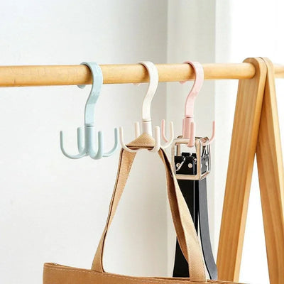 1PC Multi-functional swivel four claw hooks space-saving hanging clothes hanging bags hat hooks