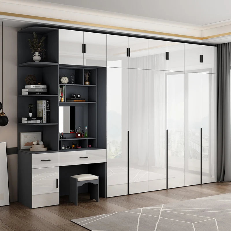 Sliding Mirror Wardrobes Storage Luxury Bedroom White Wooden Rack Wardrobes Cabinets Clothes Guarda Roupas Home Furniture