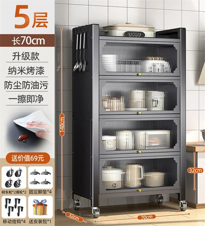 Modern Metal Kitchen Cabinets Kitchen Furniture Multi-layer Storage Cabinet Floor Racks Multi-functional Tableware Cabinet U