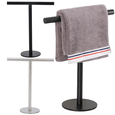 Stainless Steel Hand Towel Holder with Heavy Base T-Shape Towel Bar Rack Countertop Towel Hanger Rack Display Stand for Bathroom