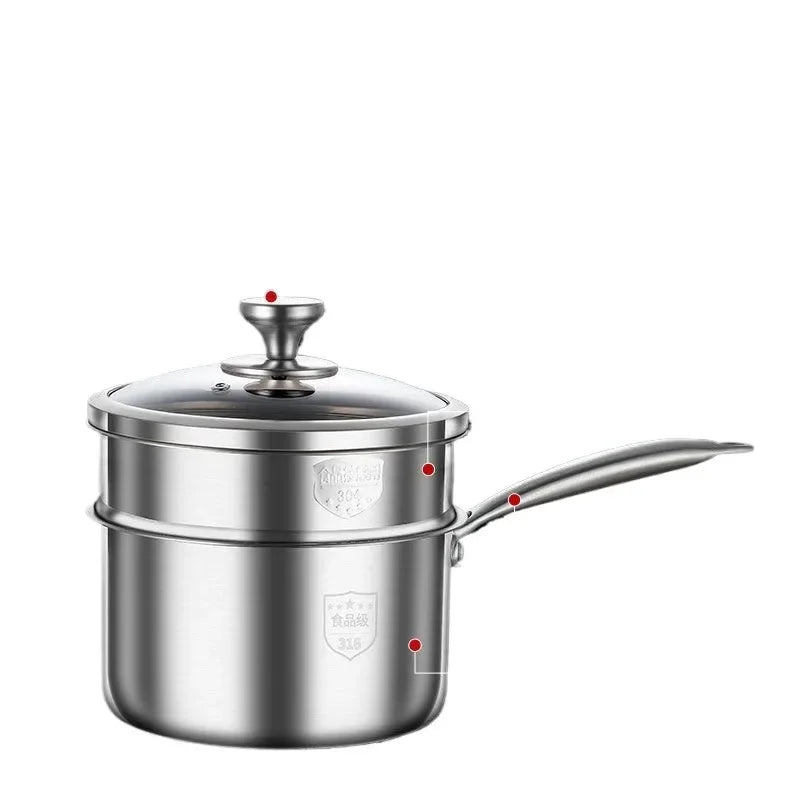 New 316 stainless steel soup pot with steamer for baby food cooking and milk boiling Soup and stock pot