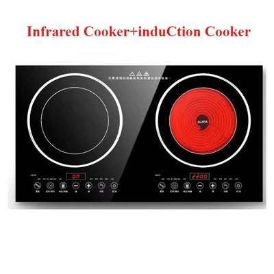 110V/220V Commercial 2 Hot Plates Electric Stove Induction Cookers  Double Induction Cooktop Touch Screen Gas Stove