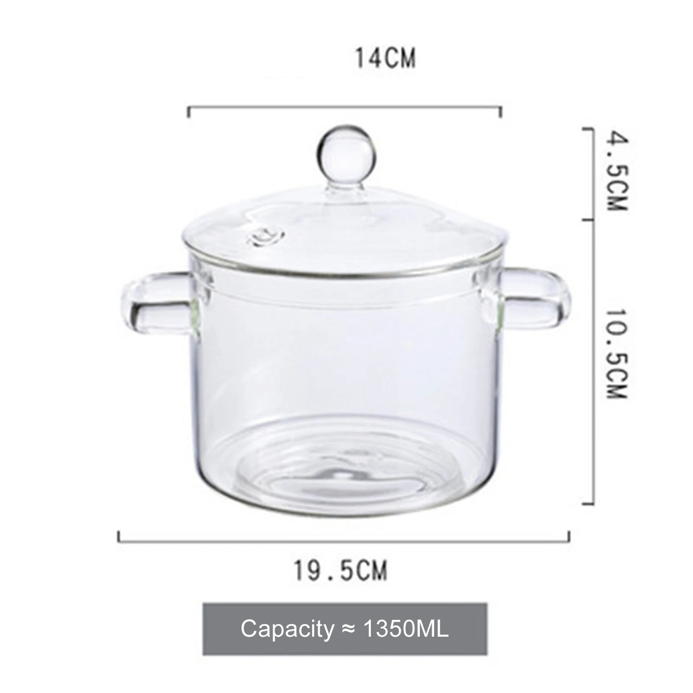 Transparent Soup Pot Heat Resistant High Borosilicate Glass Dual Handles Nonstick Glass Saucepan With Cover Kitchen Cooking Tool