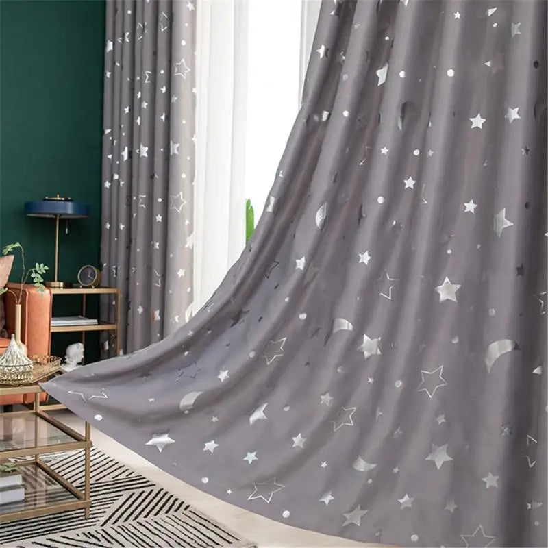 Blackout Divider Curtains Light Blocking Curtain Star Moon Full Cloth Heat Insulation Noise Blocking Drapes For Sleeping Bedroom