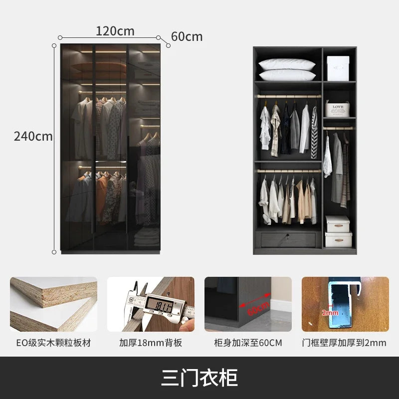 With Glass Doors Wardrobes Multilayer Luxury Storage Open Closets Wardrobes Cabinet Shelves Guarda Roupas Bedroom Furniture