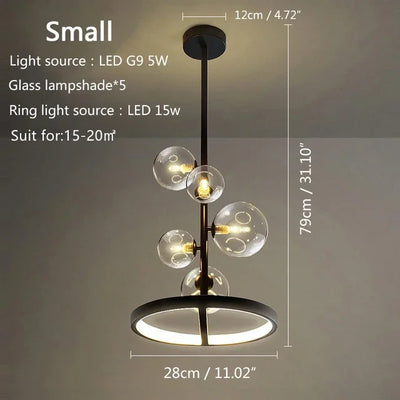 Nordic Creative Maison Pendant Lights Modern Simple Strip Chandelier Restaurant Living Room Luxury Glass Bubble LED Decor