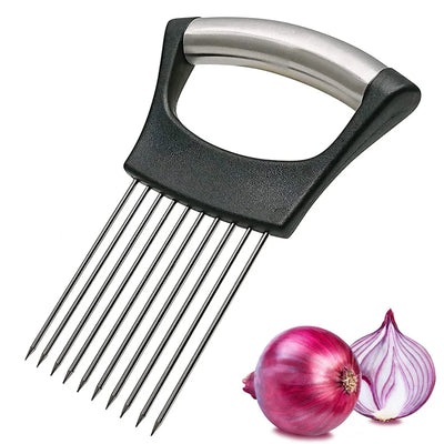 Leeseph Onion Holder, Stainless Steel Onion Slicer Holder for Slicing and Storage of Onions Avocados and Vegetables