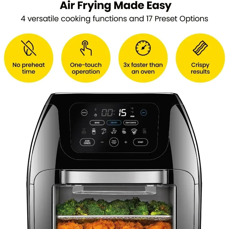 CHEFMAN Multifunctional Digital Air Fryer+ Rotisserie, Dehydrator, Convection Oven, 17 Touch Screen Presets Fry