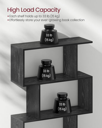 VASAGLE Bookshelf, 5-Tier Bookcase, Tall Display Shelf, Freestanding Storage Shelf, Room Divider, for Home Office, Living Room